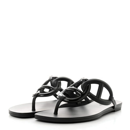 Hermes Rubber Womens Egerie Sandals 38 Black 3 of 9