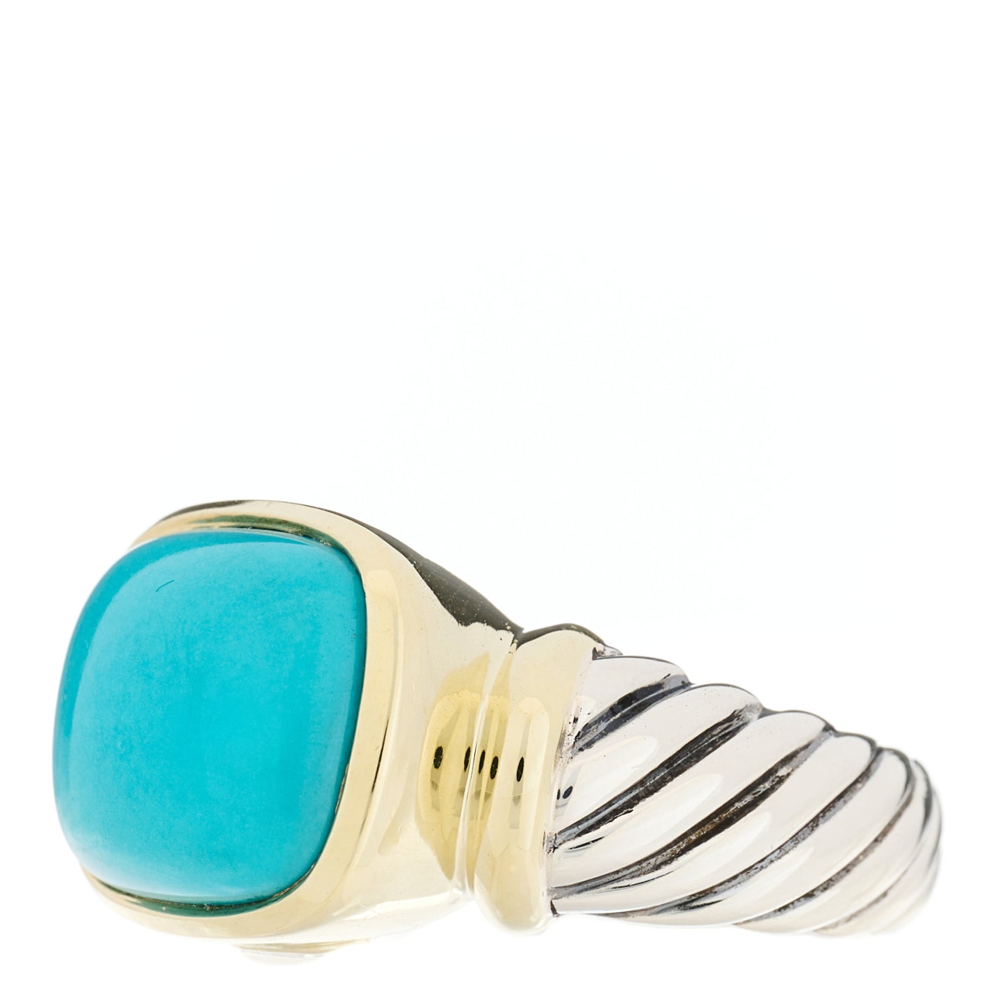 14K Yellow Gold Sterling Silver Turquoise 14mm Noblesse Ring 54 7
