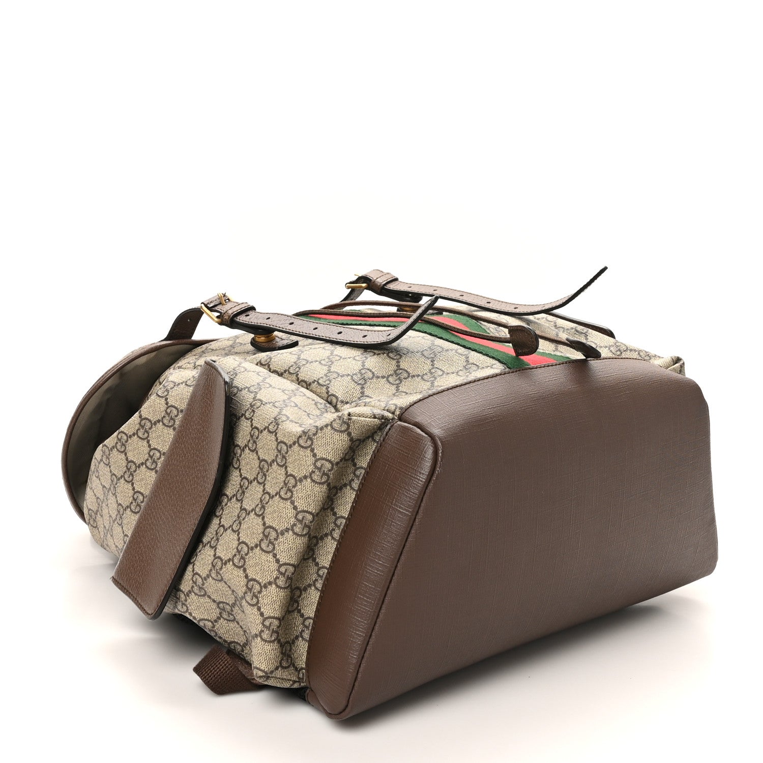 Gucci GG Supreme Monogram Medium Ophidia Double Buckle Backpack Brown 4 of 10