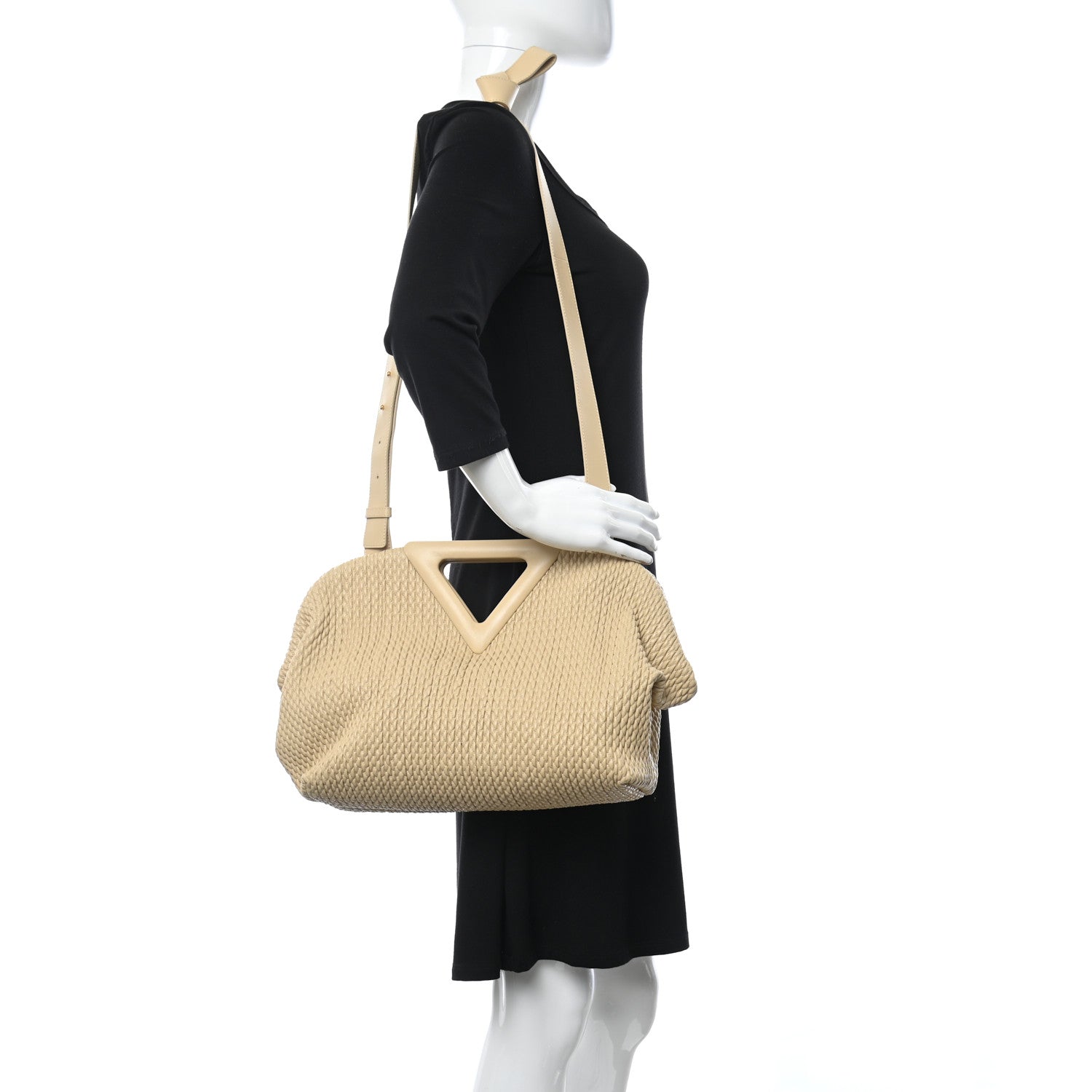 Bottega Veneta Lambskin Knit Large The Point Triangle Bag Porridge 2 of 9