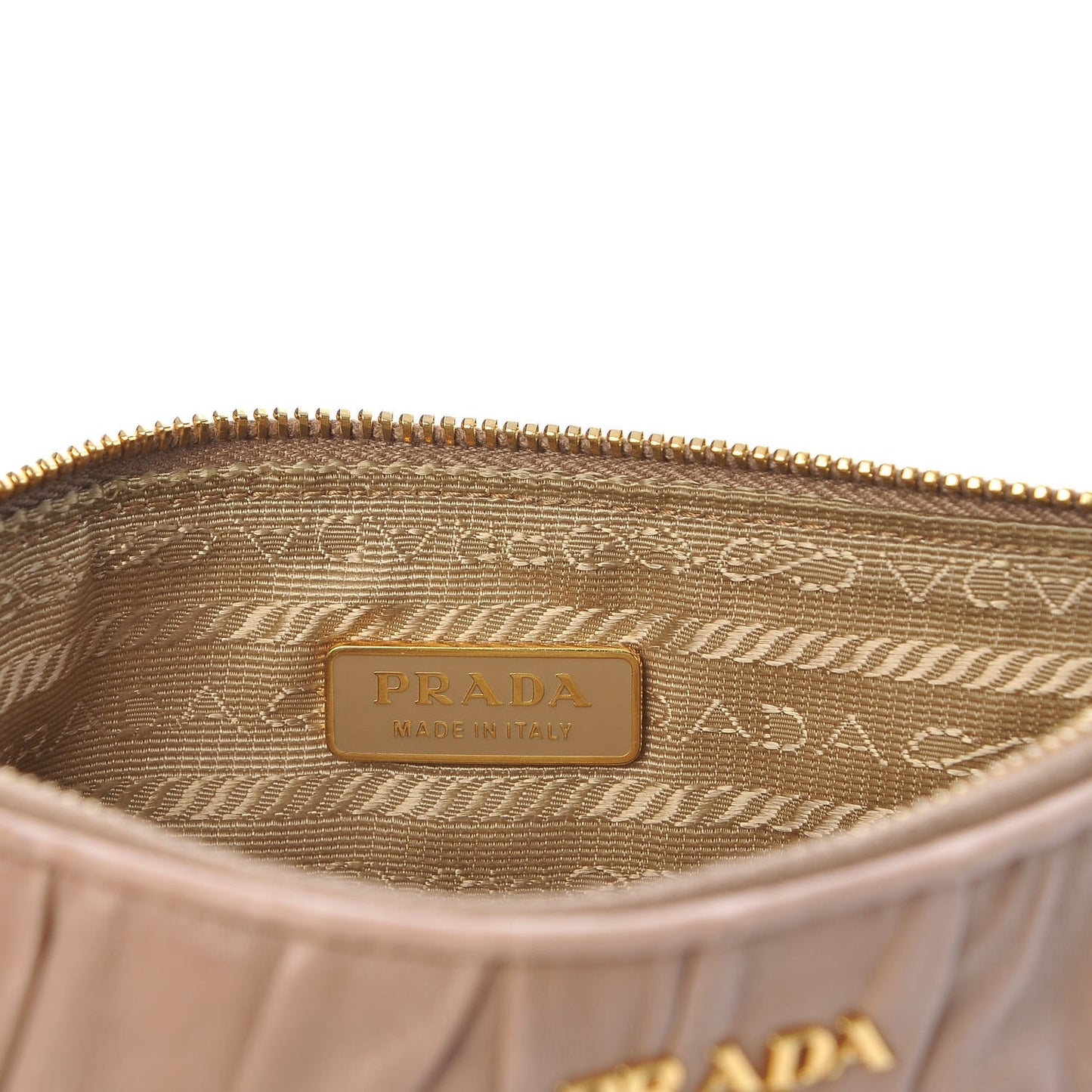 Nappa Gaufre Ruched Pouch Visone
