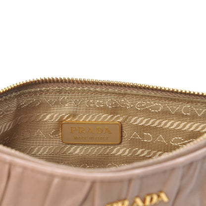 Prada Nappa Gaufre Ruched Pouch Visone 6 of 8