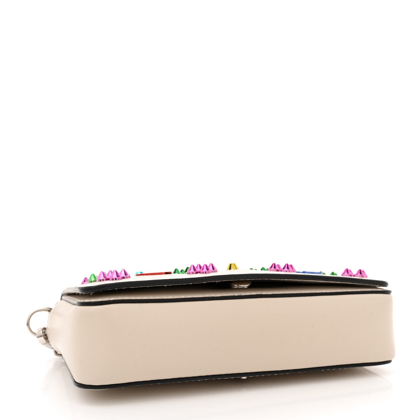 Calfskin Spikes Loubinthesky Paloma Clutch Beige