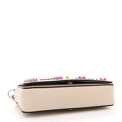 Christian Louboutin Calfskin Spikes Loubinthesky Paloma Clutch Beige 4 of 10