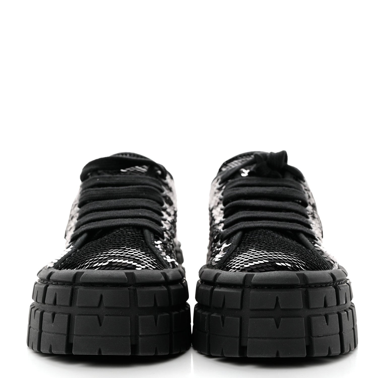 Prada Paillettes Triangle Logo Double Wheel 50mm Sneakers 38 Black 2 of 9