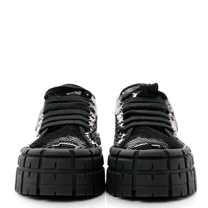 Prada Paillettes Triangle Logo Double Wheel 50mm Sneakers 38 Black 2 of 9