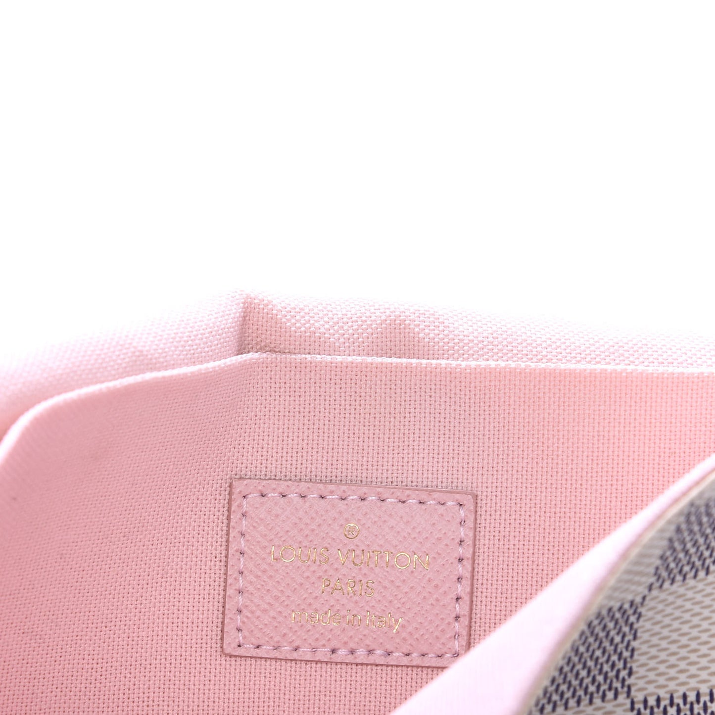 Damier Azur Pochette Felicie Chain Wallet Rose Ballerine