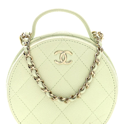Chanel Caviar Quilted Round Handle With Care Vanity With Chain Light Green 9 of 11