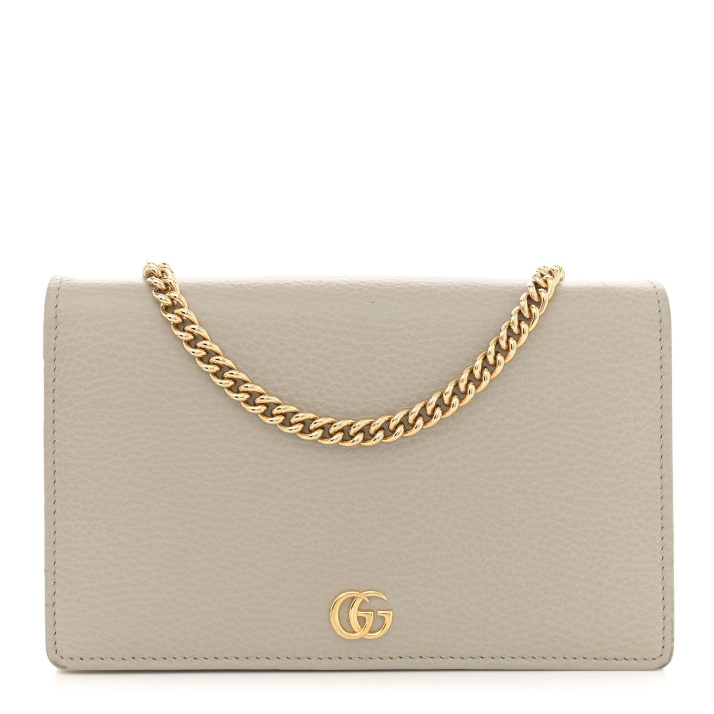 Dollar Calfskin Mini GG Marmont Chain Wallet Grey Light Pink