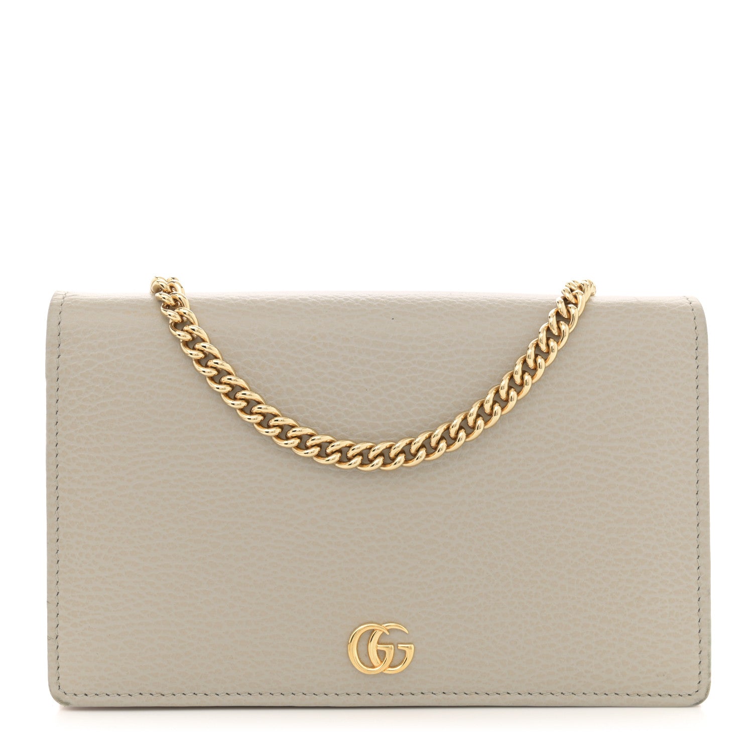 Gucci Dollar Calfskin Mini GG Marmont Chain Wallet Grey Light Pink 1 of 13