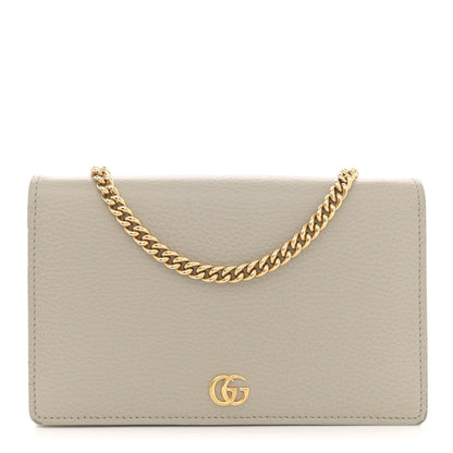 Gucci Dollar Calfskin Mini GG Marmont Chain Wallet Grey Light Pink 1 of 13