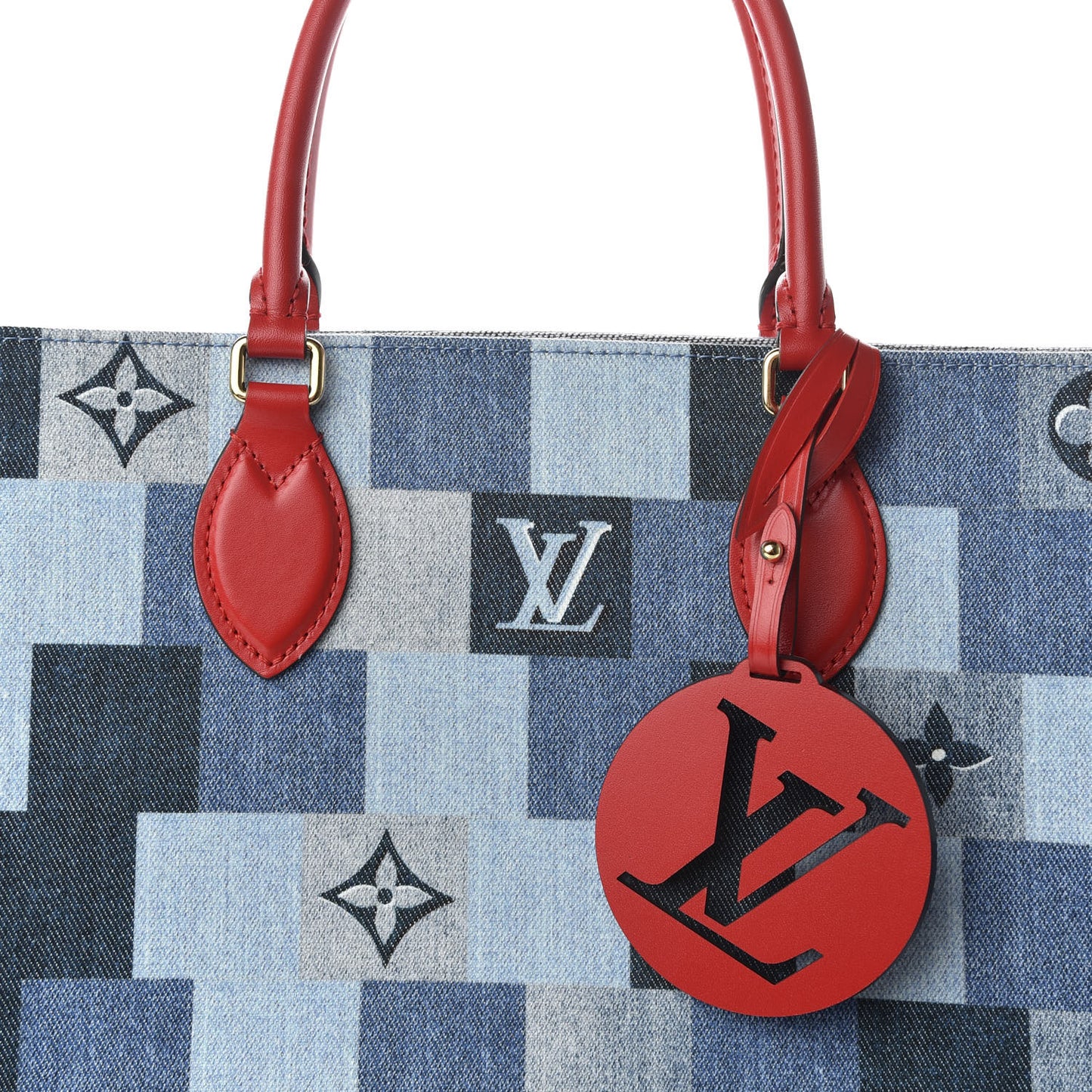 Denim Damier Monogram Onthego Blue Rouge