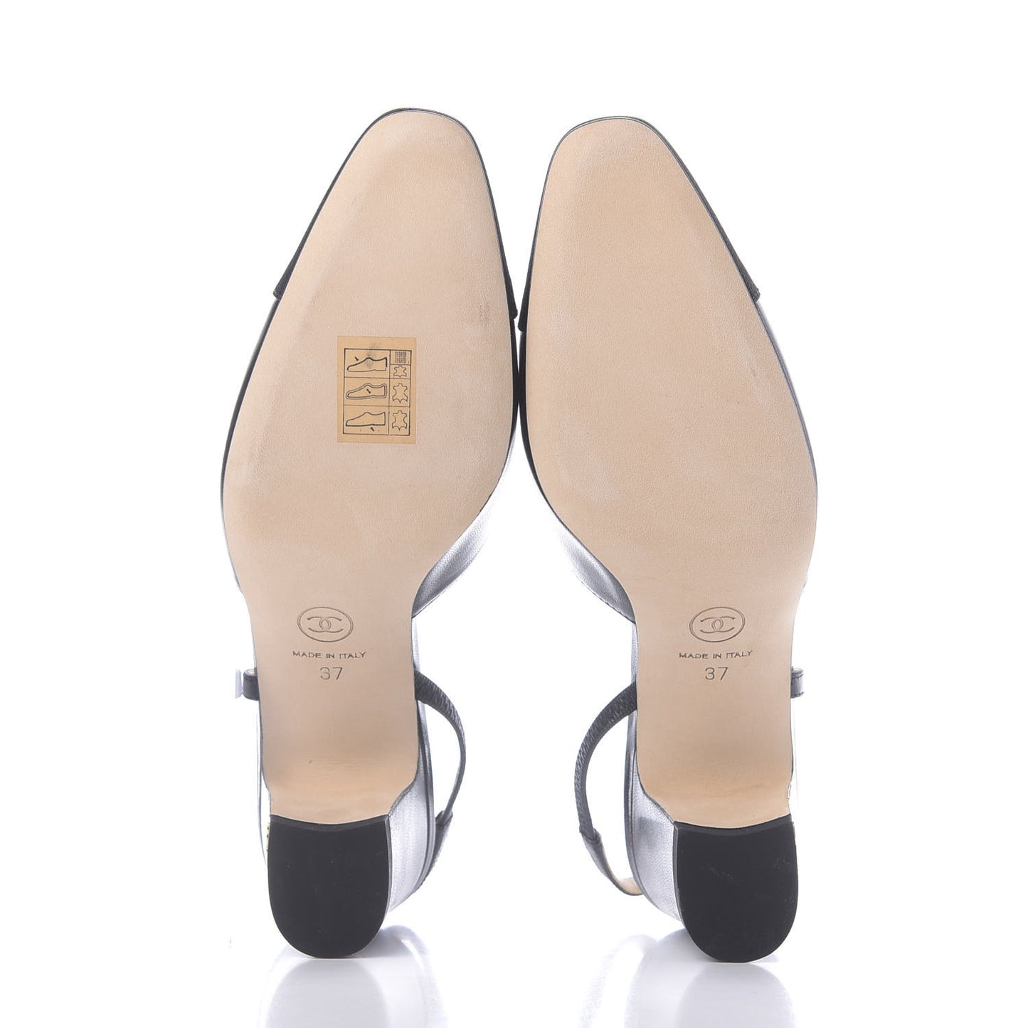 Goatskin Grosgrain Cap Toe CC Slingback Sandals 37 Black