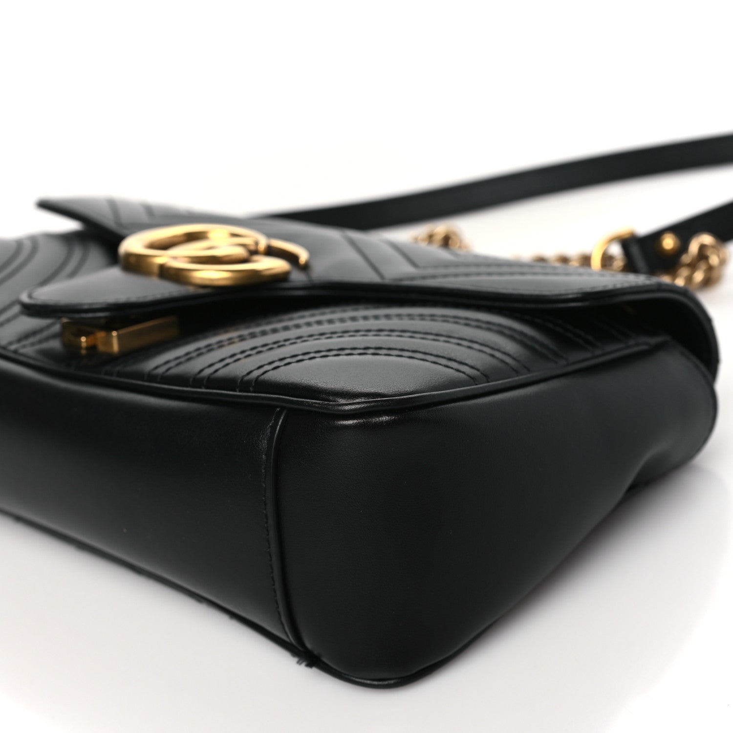 Gucci Calfskin Matelasse Small GG Marmont Shoulder Bag Black 10 of 13