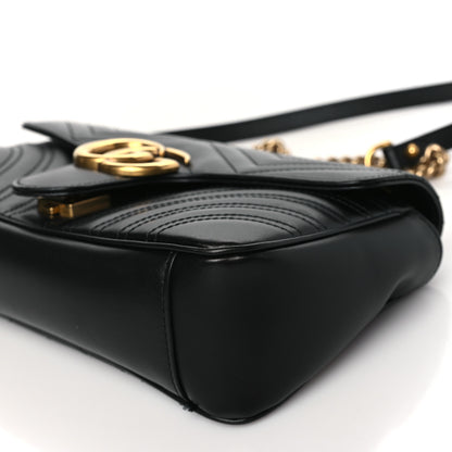 Gucci Calfskin Matelasse Small GG Marmont Shoulder Bag Black 10 of 13