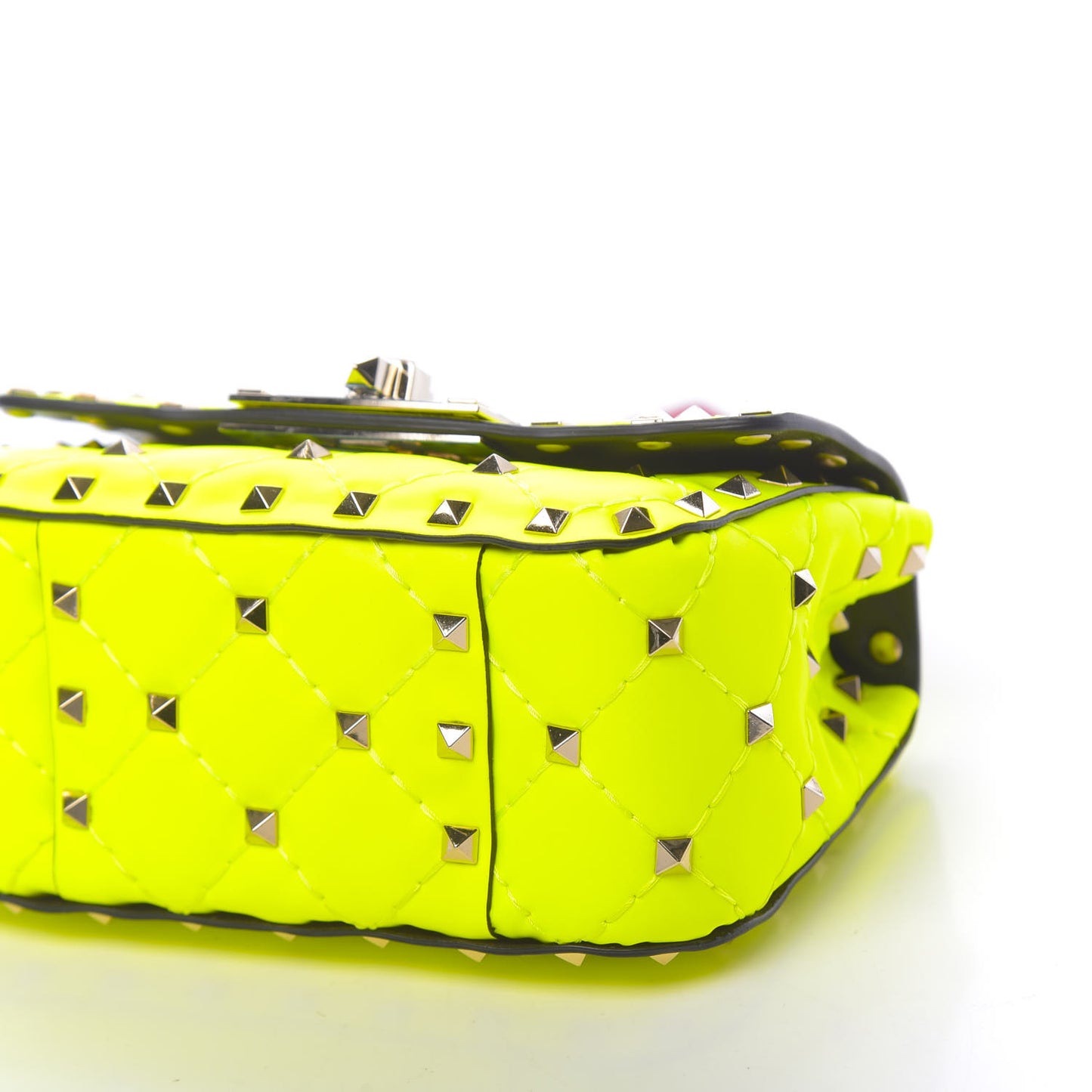 Calfskin Micro Rockstud Spike Shoulder Bag Lime