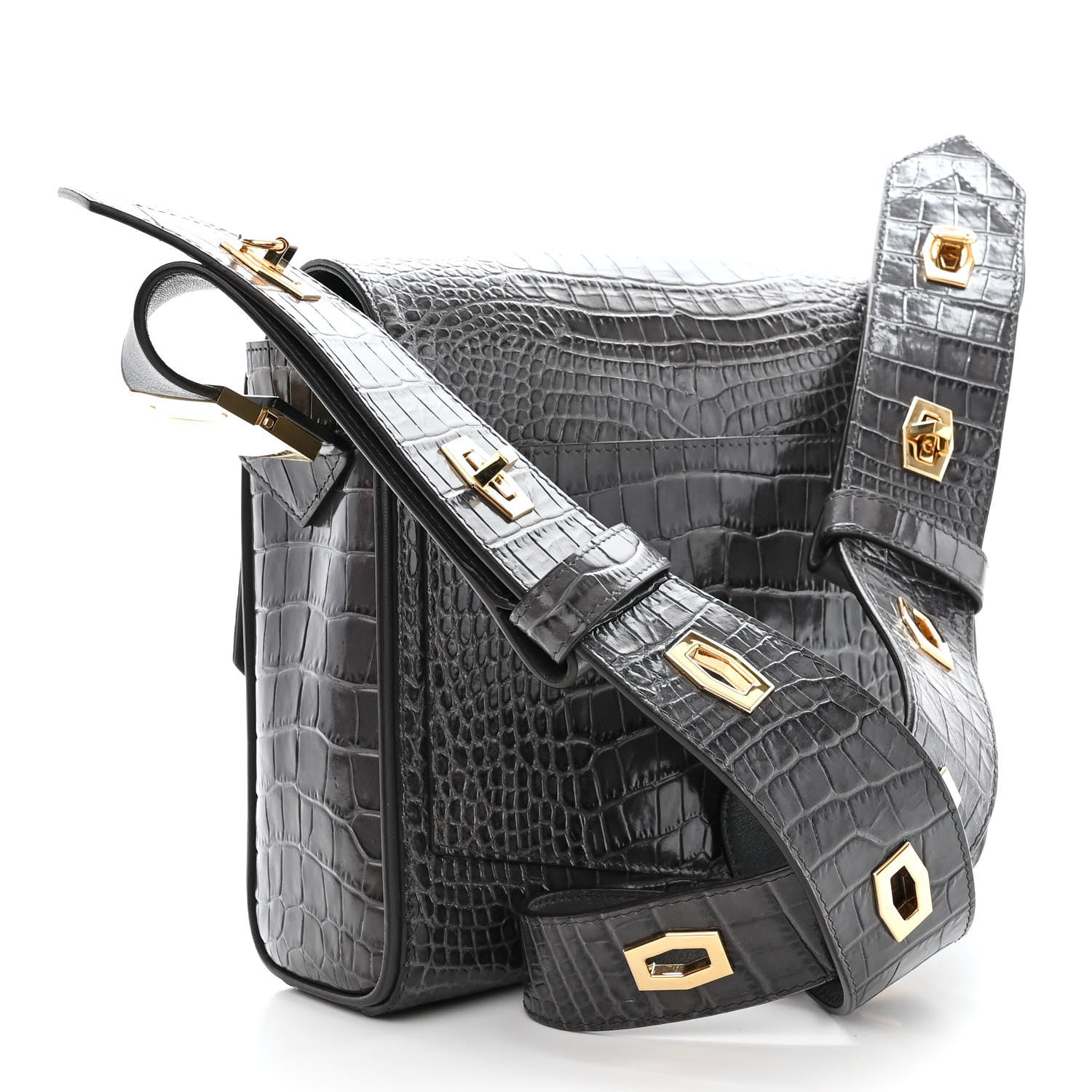 Givenchy Calfskin Crocodile Embossed Medium Eden Storm Grey 4 of 15