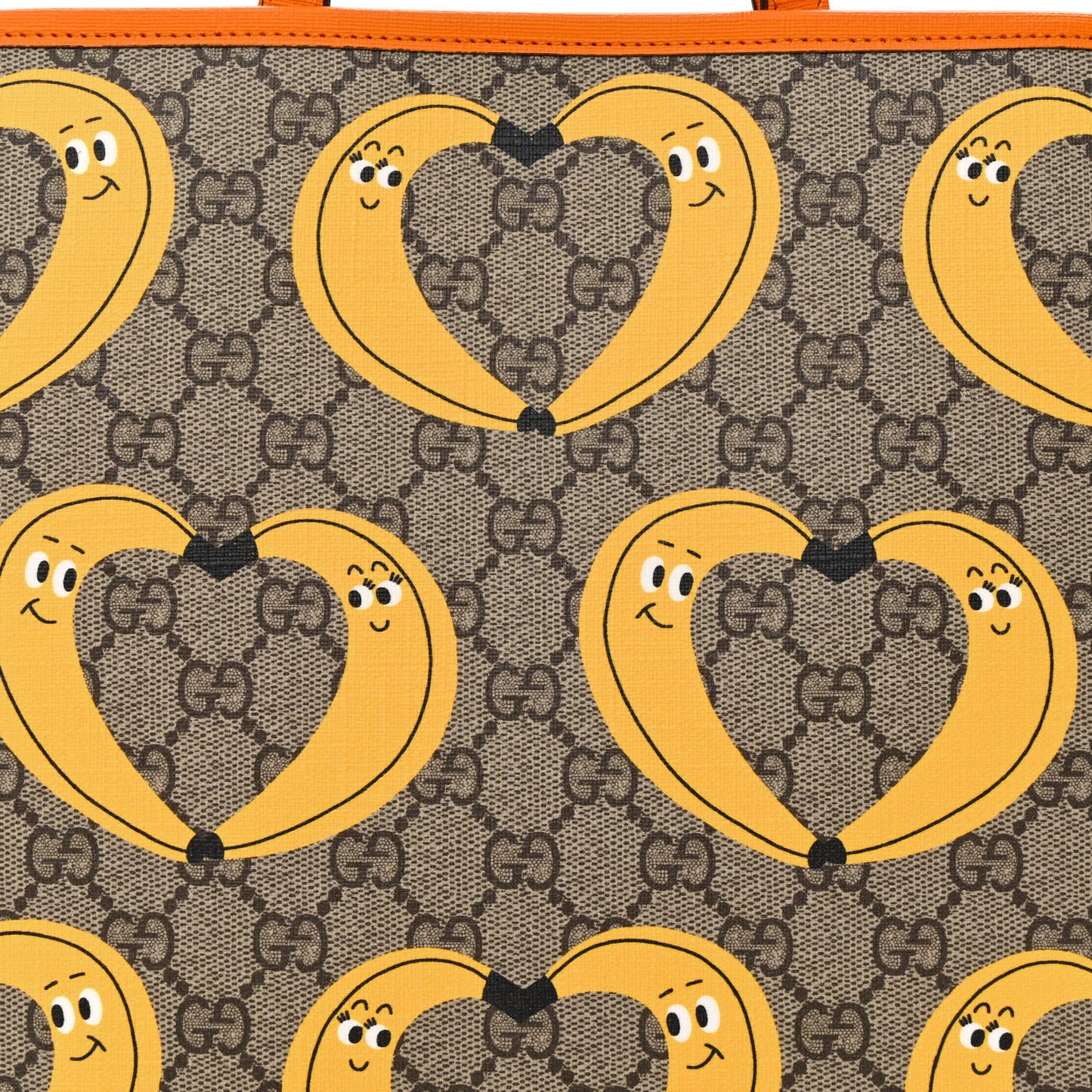 GG Supreme Monogram Banana Childrens Tote Beige Ebony Multicolor Carrot Orange