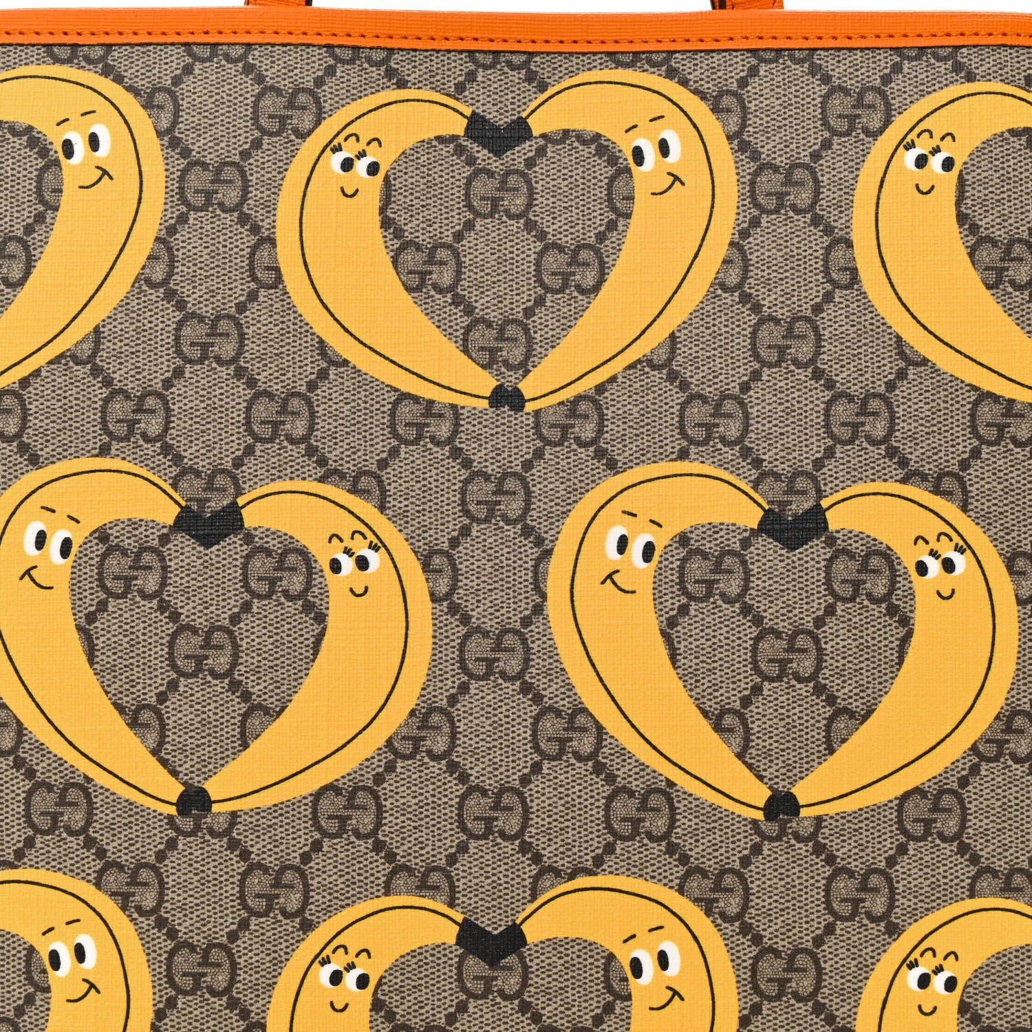 Gucci GG Supreme Monogram Banana Childrens Tote Beige Ebony Multicolor Carrot Orange 8 of 10