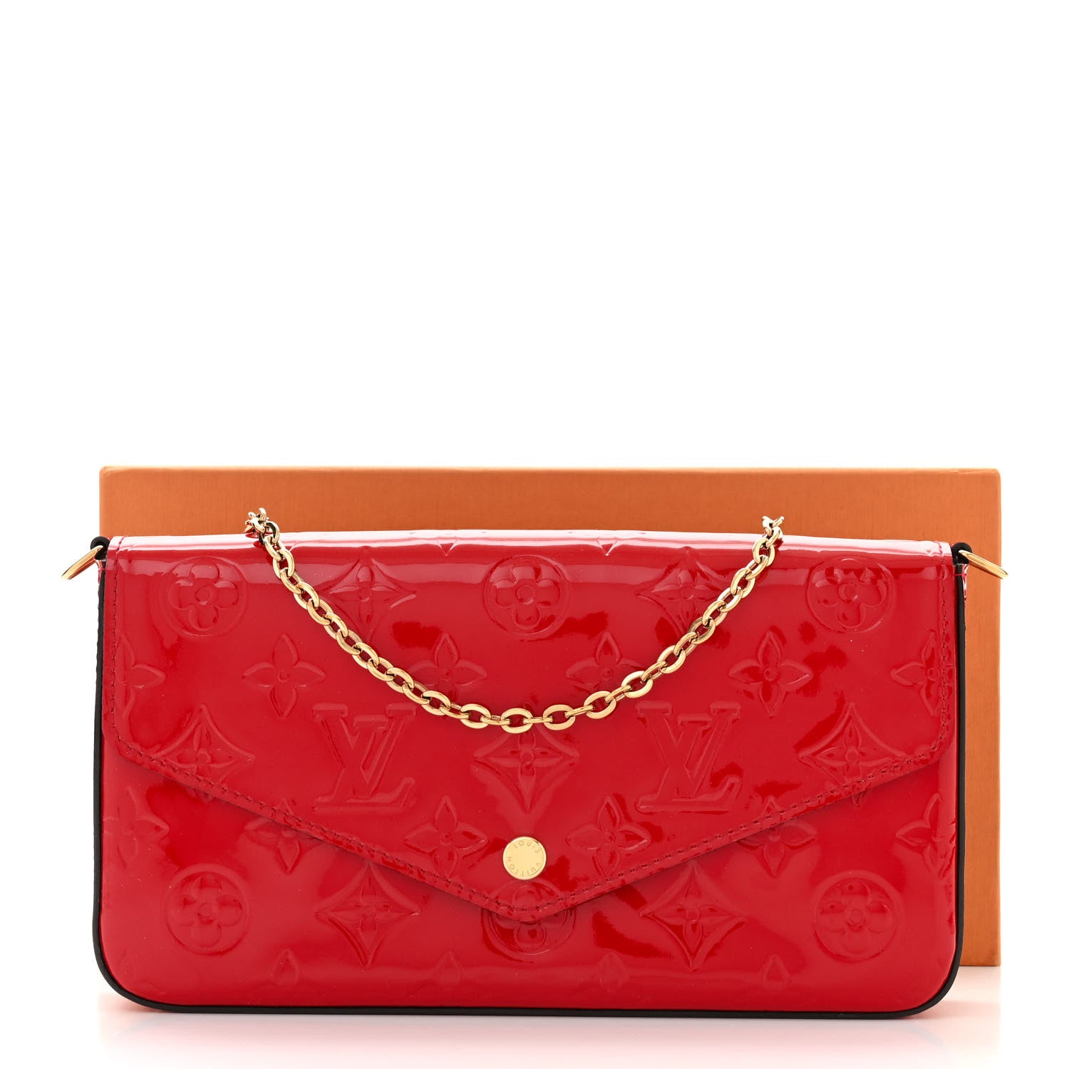 Louis Vuitton Vernis Felicie Pochette Chain Wallet Cherry 13 of 13