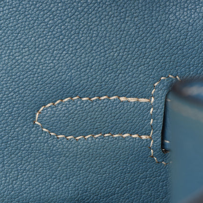 Hermes Taurillon Clemence Birkin 35 Blue Jean 21 of 38