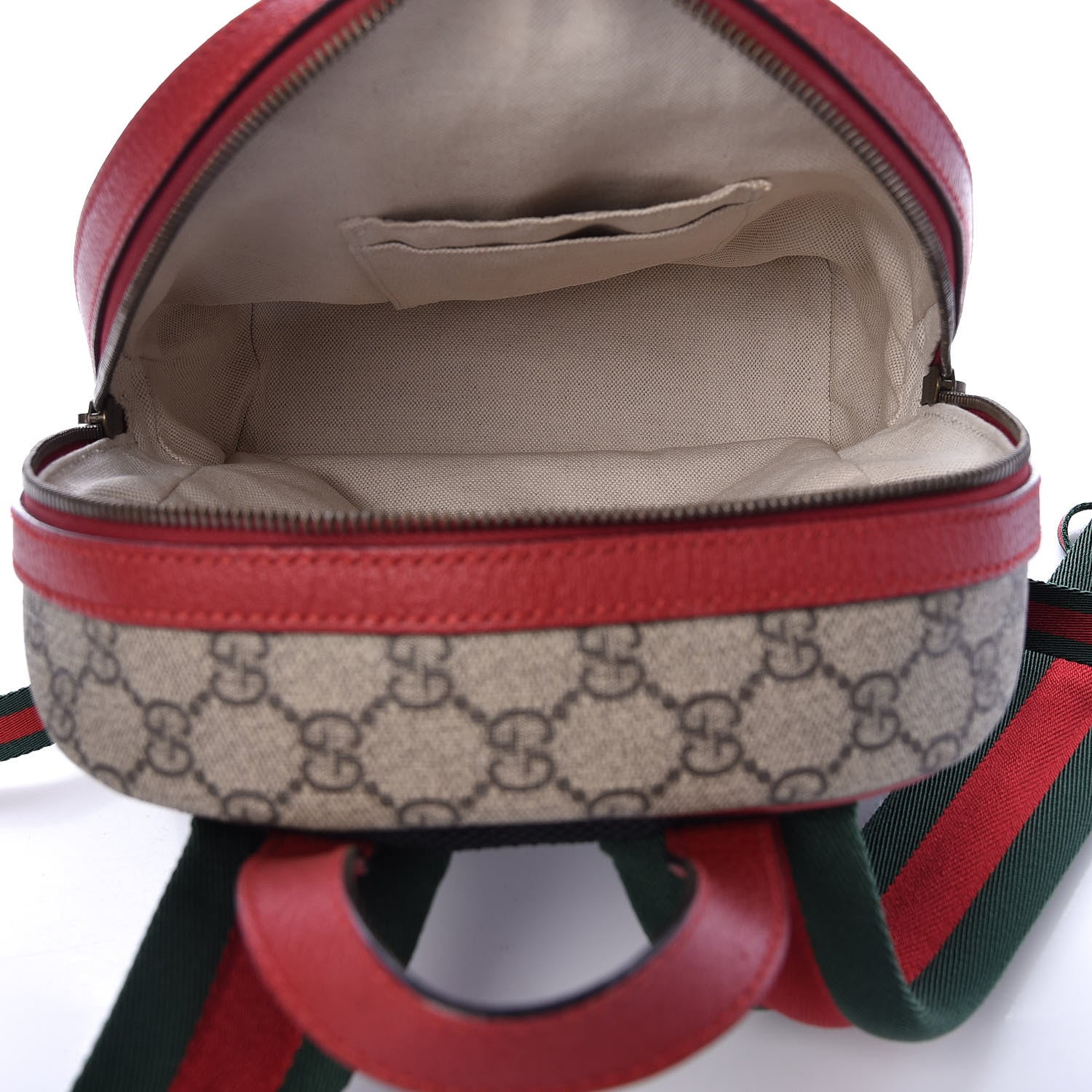 Gucci GG Supreme Monogram Web Bosco Patch Dome Backpack Beige Malva Hibiscus Red 5 of 10