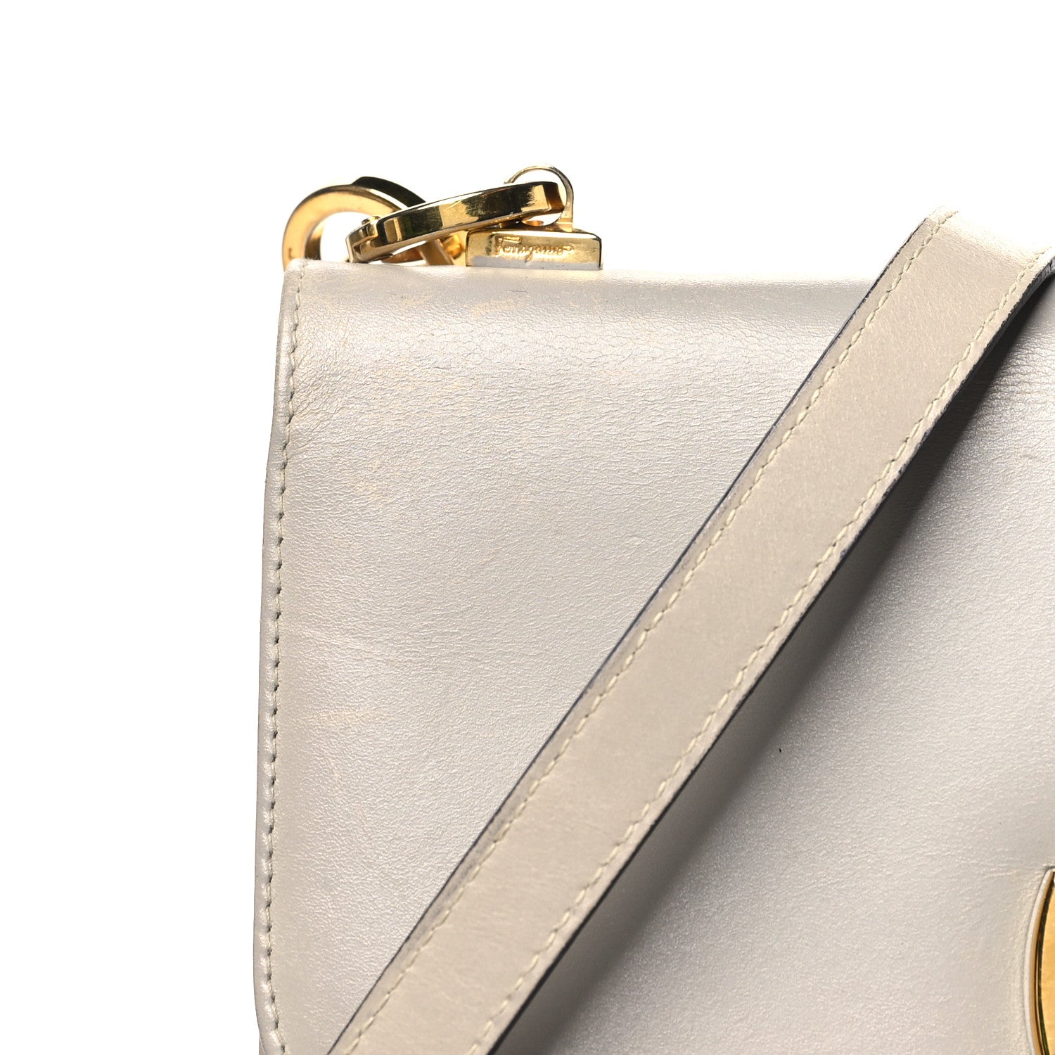 Salvatore Ferragamo Calfskin Gancio Lock Satchel Grey 10 of 12