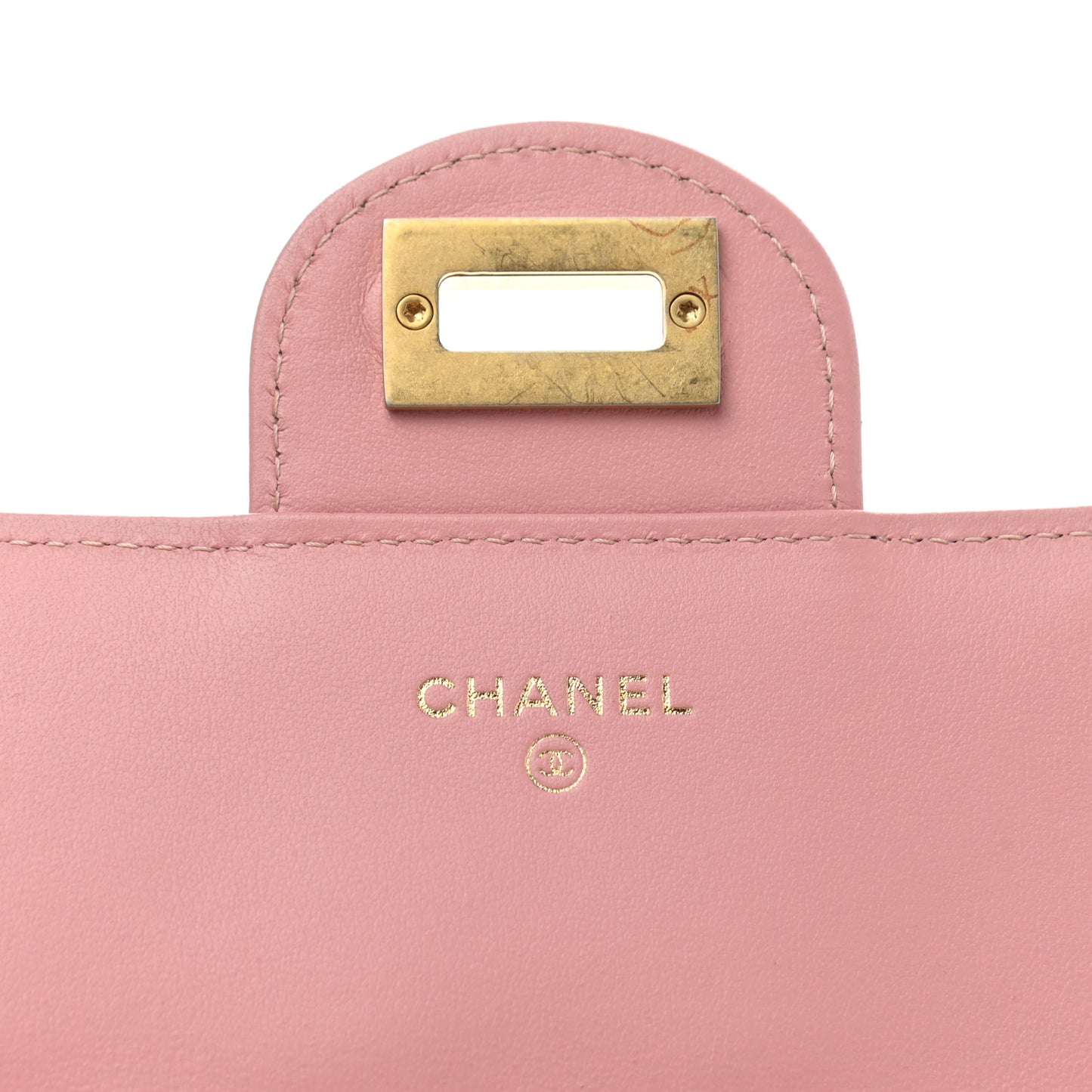 Aged Calfskin Quilted Reissue Large Gusset Flap Wallet Pink