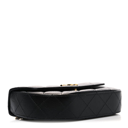Chanel Shiny Aged Calfskin Quilted Top Handle Clutch With Chain Black 4 of 10