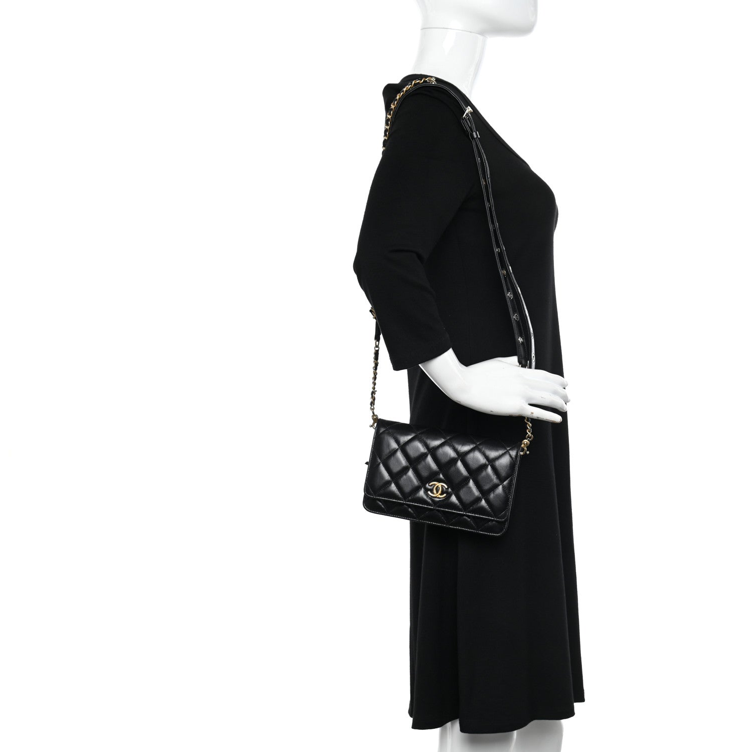 Chanel Goatskin Quilted Quilted Like A Wallet Wallet On Chain WOC Black 2 of 11
