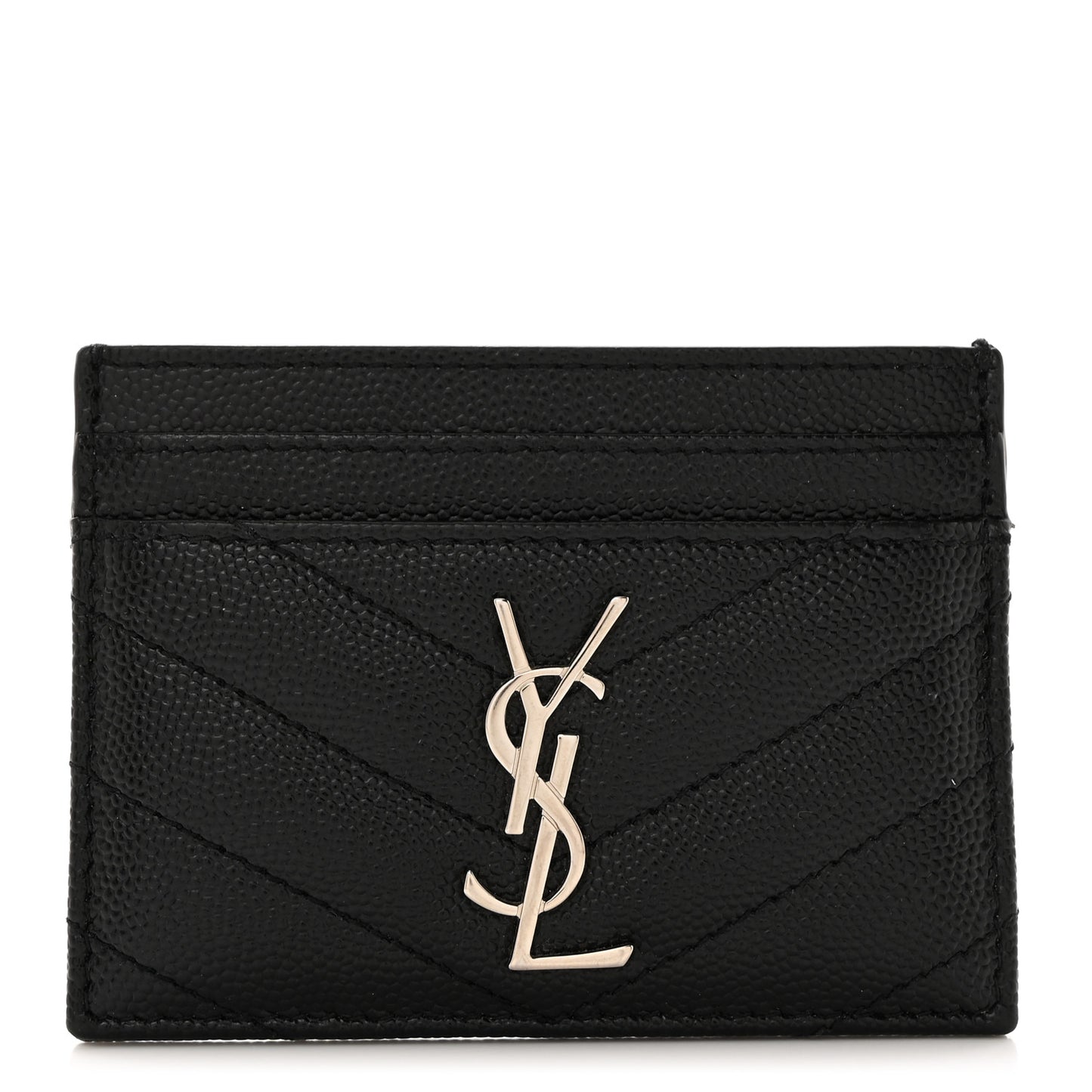 Grain De Poudre Matelasse Chevron Monogram Credit Card Case Black