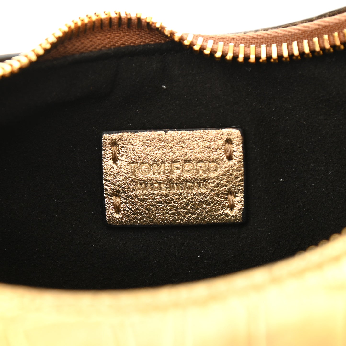 Metallic Calfskin Crocodile Embossed Mini Bianca Hobo Gold