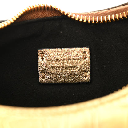 Tom Ford Metallic Calfskin Crocodile Embossed Mini Bianca Hobo Gold 6 of 10