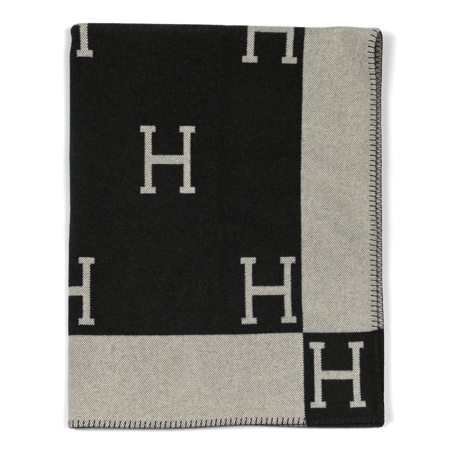 Wool Cashmere Avalon Blanket Ecru Gris Fonce