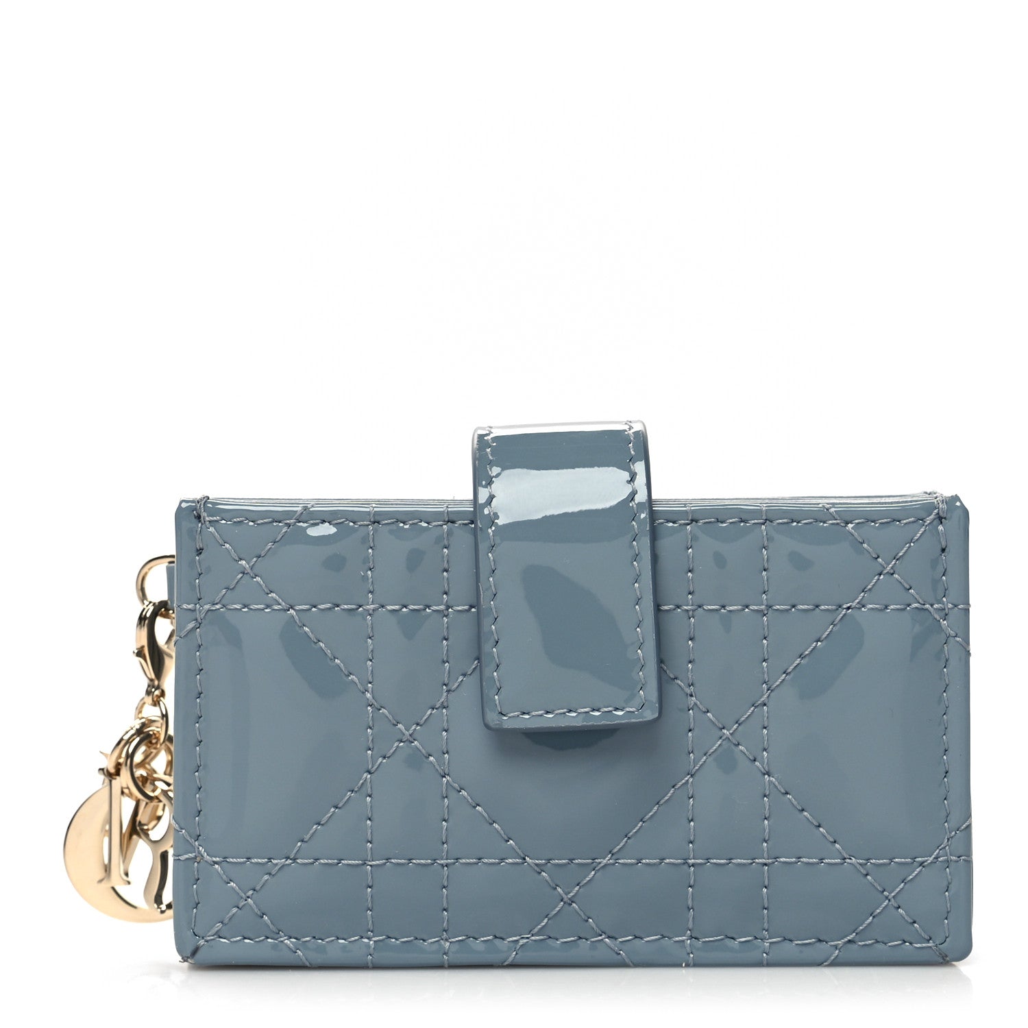 Christian Dior Patent Cannage Lady Dior 5 Gusset Card Holder Cloud Blue 1 of 9