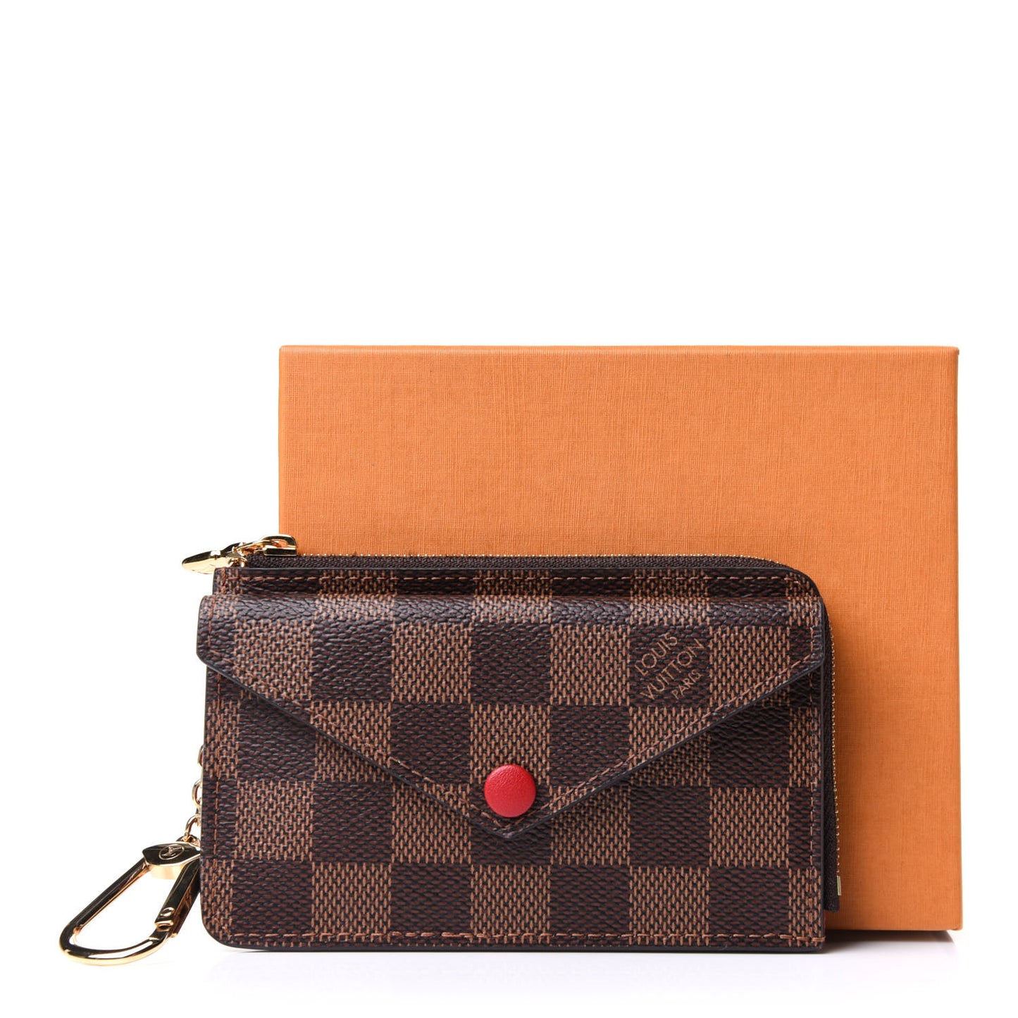 Damier Ebene Recto Verso Card Holder Red