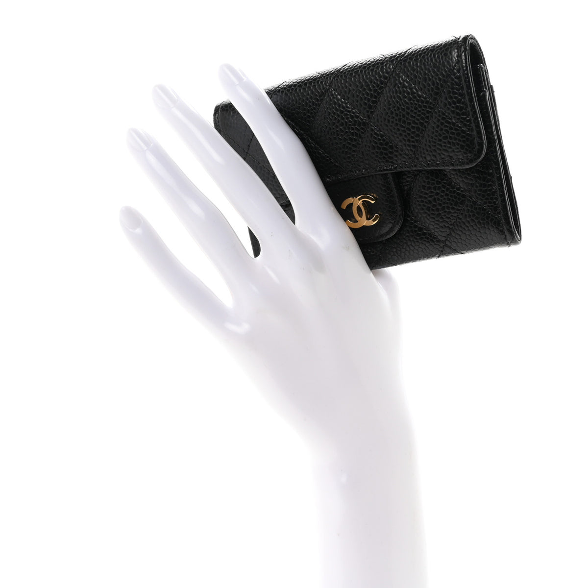 Caviar Quilted Flap Card Holder Black