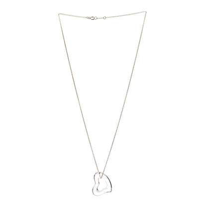 Tiffany 18K Yellow Gold Rock Crystal Quartz Elsa Peretti Open Heart Necklace 3 of 6