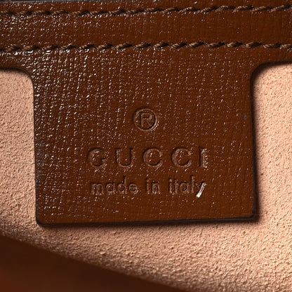 Gucci GG Supreme Monogram Azalea Calfskin Web Medium Jackie 1961 Tote Beige Ebony Brown Sugar 6 of 10