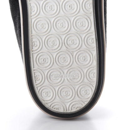 Chanel Calfskin Fabric Quilted CC Sneakers 39 Grey White 7 of 10