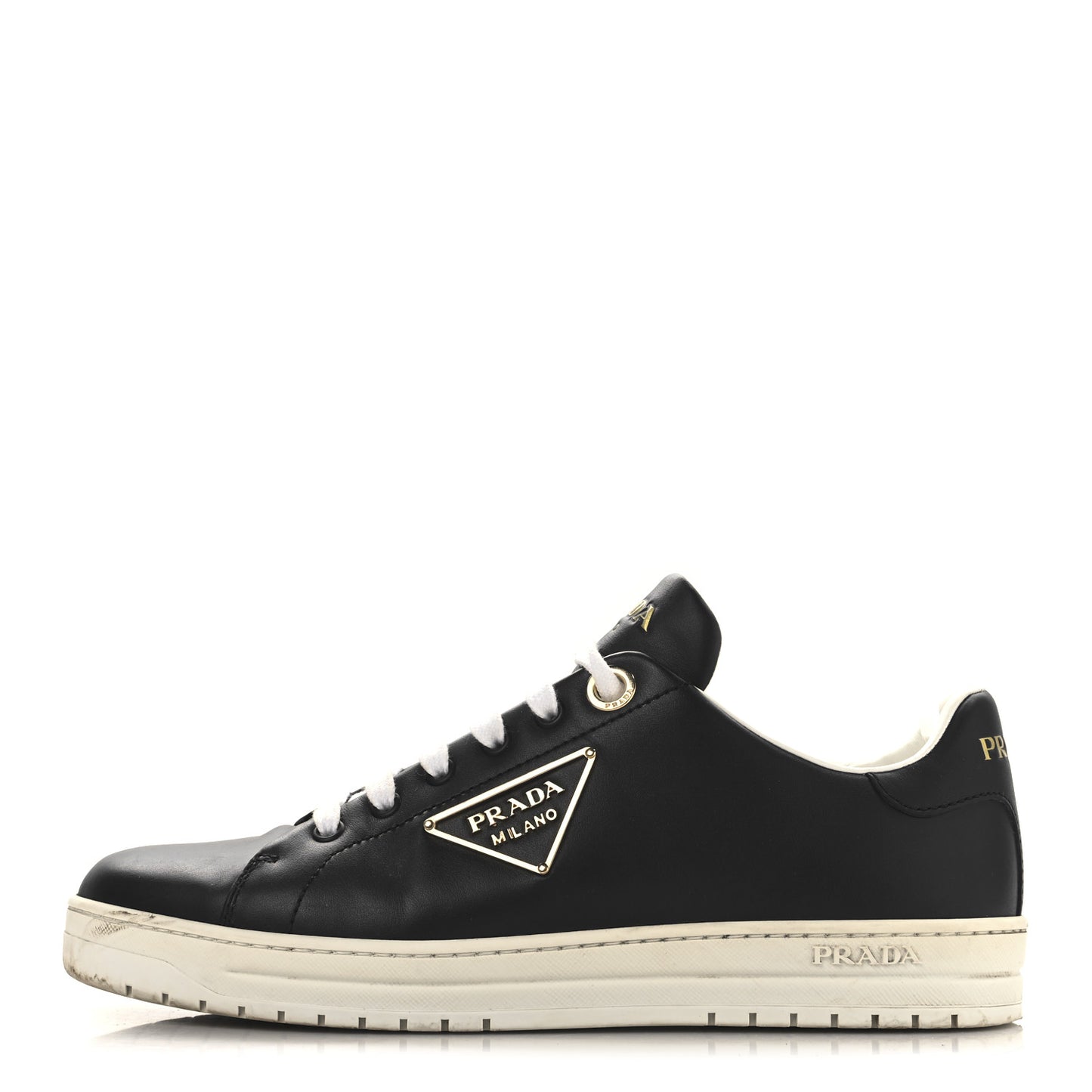 Vitello Soft Triangle Womens Edge Low Top 30mm Sneakers 40 Black White