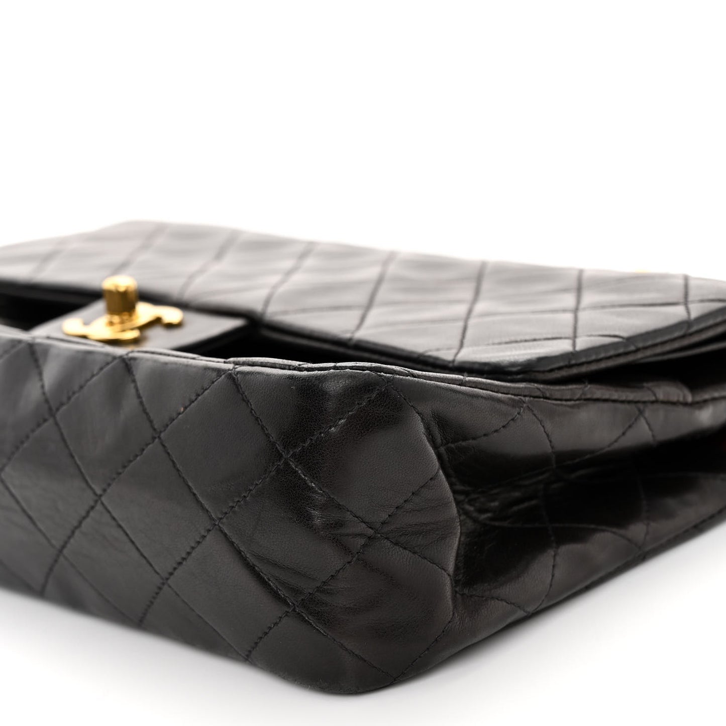 Lambskin Quilted Medium Double Flap Black