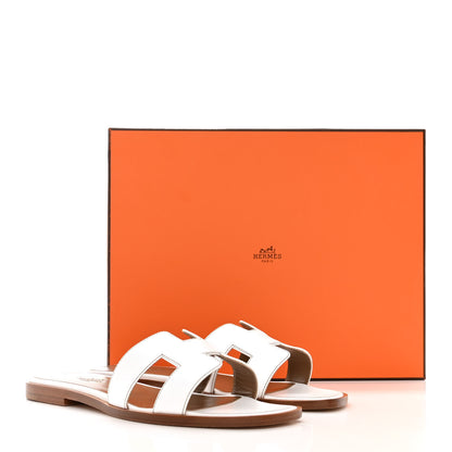Hermes Box Calfskin Oran Sandals 36 White 9 of 9
