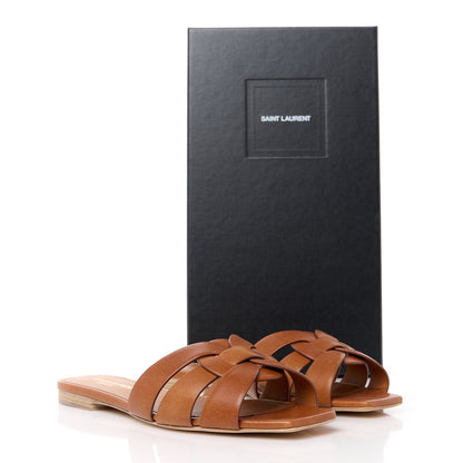 Saint Laurent Calfskin Tribute 05 Slide Sandals 36 Amber 11 of 11