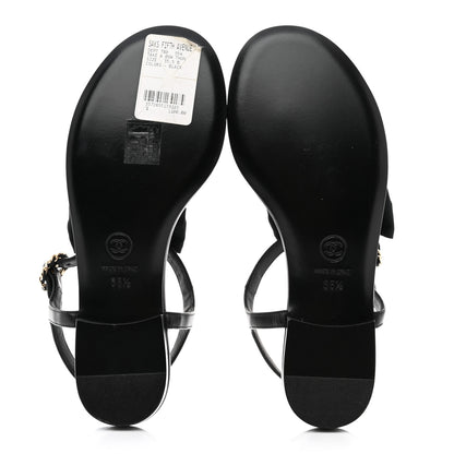 Chanel Lambskin Crystal Chain CC Thong Sandals 35.5 Black 6 of 9