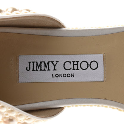 Jimmy Choo Pearl Satin Sabine Flats 39 White 7 of 8
