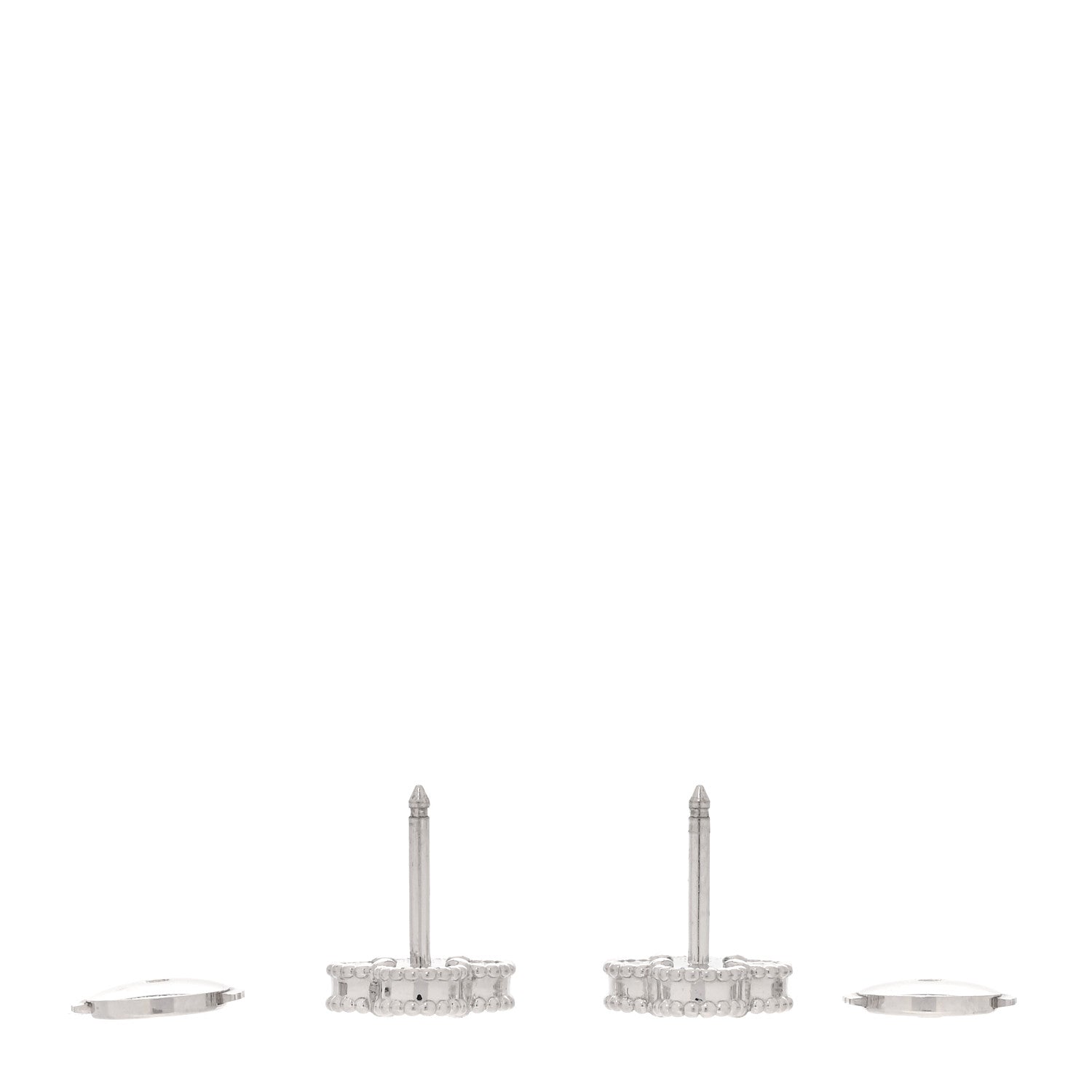 Van Cleef & Arpels 18K White Gold Mother of Pearl Sweet Alhambra Earrings 3 of 5