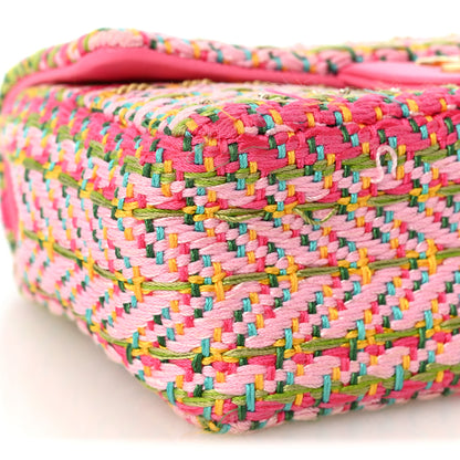 Chanel Cotton Mixed Fibers Woven Mini Rectangular Flap Pink Green 9 of 12