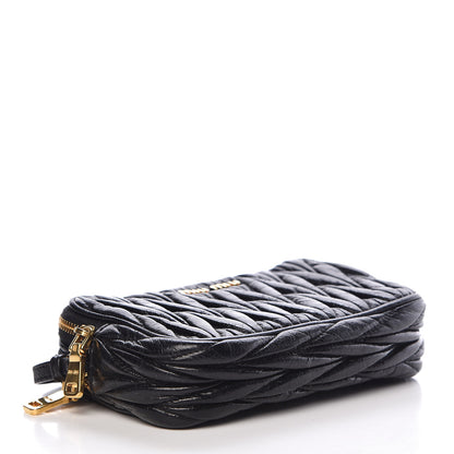 Miu Miu Vitello Lux Matelasse Double Zip Wristlet Black 4 of 9