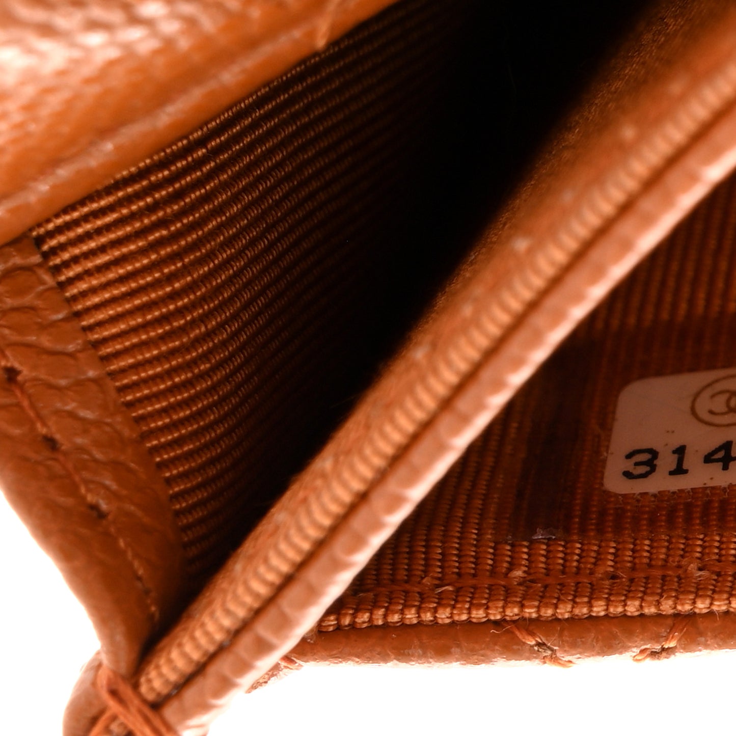 Caviar Quilted Flap Card Holder Wallet Light Brown